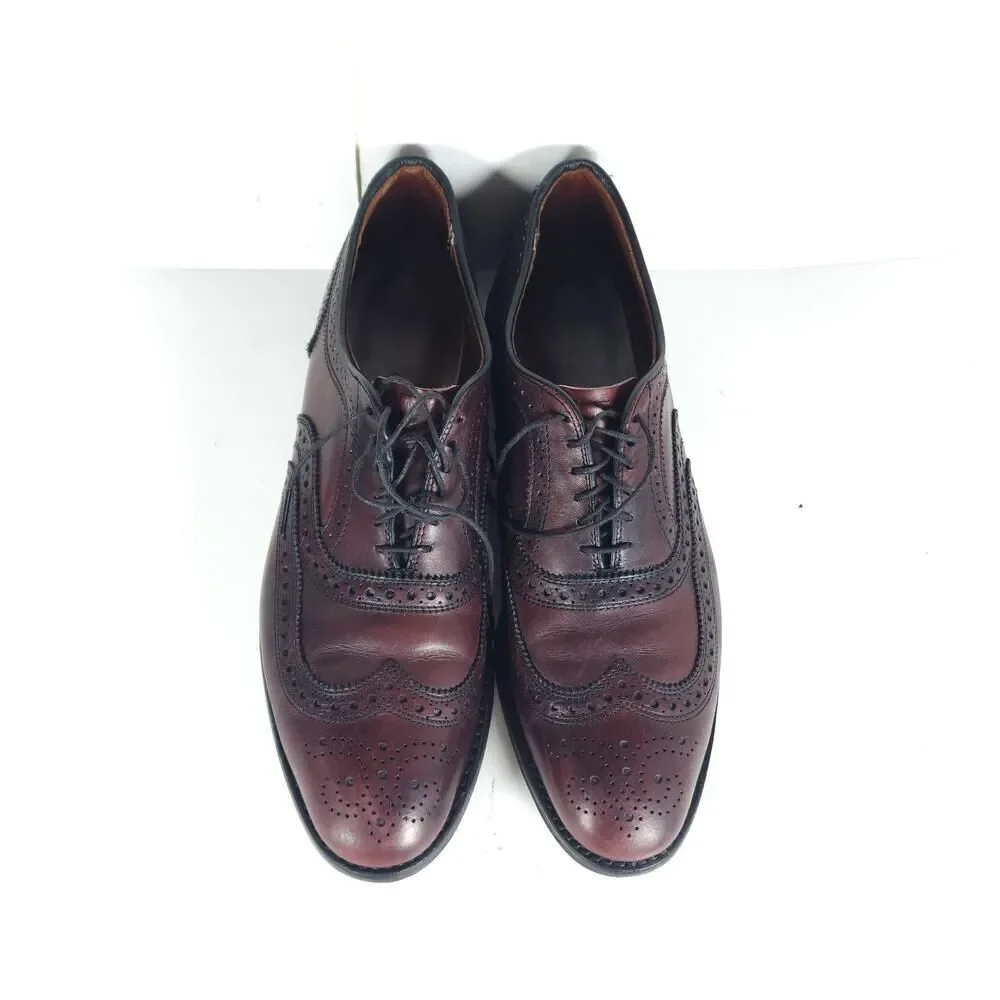 Allen Edmonds Mens McAllister US9,5C Burgandy Leather Wingtip Brogue Dress Shoes